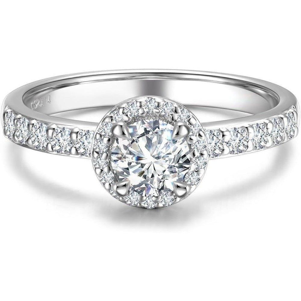 Lab grown diamond halo ring in sterling silver with 0.64–1.43 carat total weight sparkle. A promise, engagement, or anniversary gift she'll treasure. - Future Jewelry