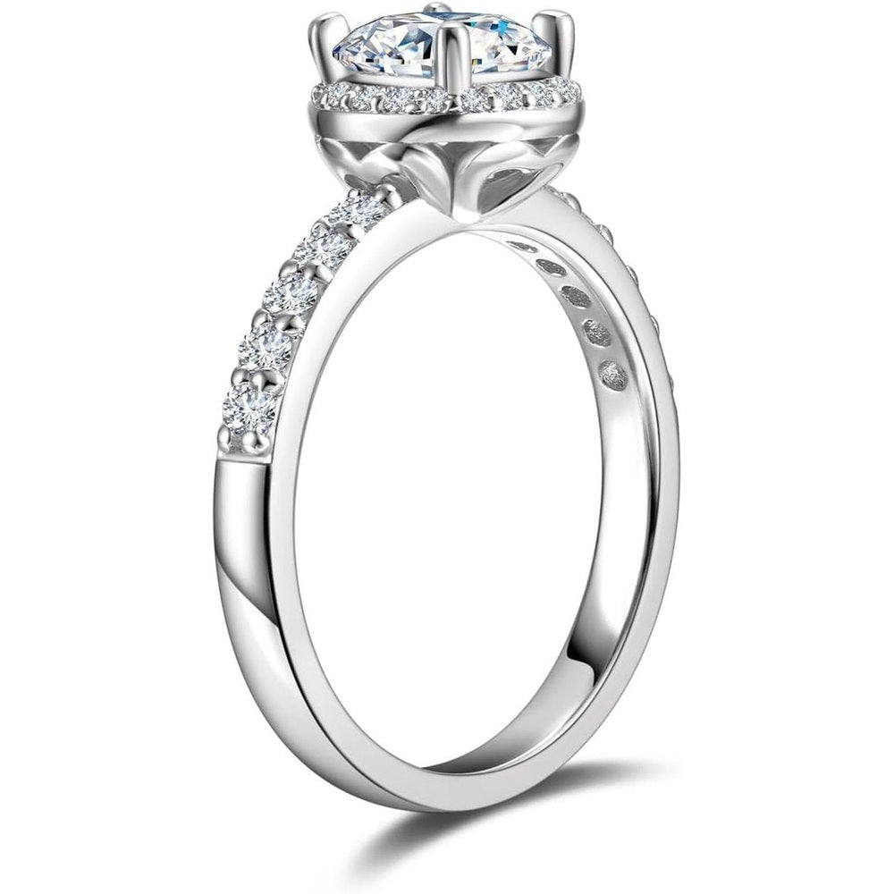 Lab grown diamond halo ring in sterling silver with 0.64–1.43 carat total weight sparkle. A promise, engagement, or anniversary gift she'll treasure. - Future Jewelry