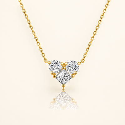 Lab Grown Diamond Heart Pendant Necklace, 18K Gold