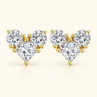 Lab Grown Diamond Heart Stud Earrings, 18K Gold