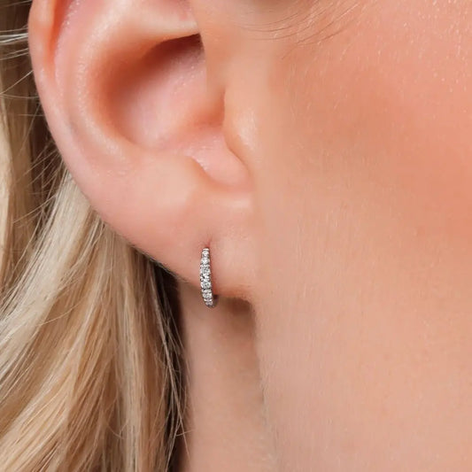Lab Diamond Hoop Earrings in 14K White Gold, 10mm - Future Jewelry