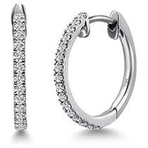 Lab Grown Diamond Hoop Earrings in 10K White Gold, Ten Millimeter - Future Jewelry