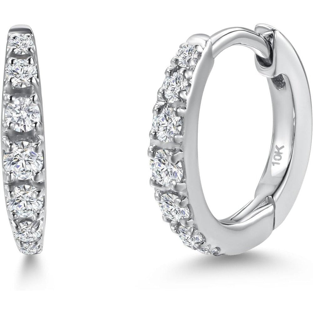 Lab Grown Diamond Hoop Earrings in 10K White Gold, Ten Millimeter - Future Jewelry