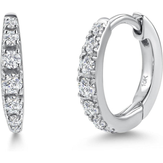 Lab Grown Diamond Hoop Earrings in 10K White Gold, Ten Millimeter - Future Jewelry