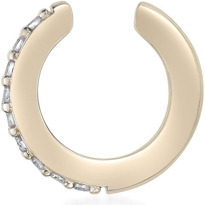 Lab Grown Diamond Huggie Ear Cuff Earring for Women - 18k Yellow Gold Plated 925 Sterling Silver Earrings for Her (F - G, VS1 - VS2, 0.08 cttw) Open Non Piercing Hypoallergenic - Future Jewelry