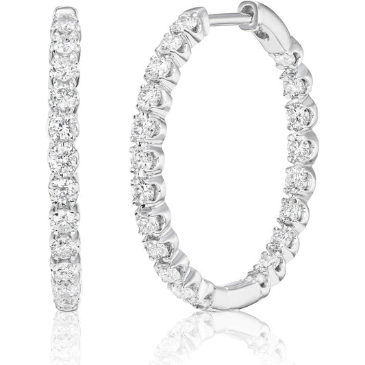 Lab Grown Diamond Inside Out Hoop Earrings for Women I 10k White Gold Earrings for Her I IGI Certified 1/2 to 1 Carat Diamonds (I - J, SI1 - SI2, cttw) Hinged Hoops - Future Jewelry