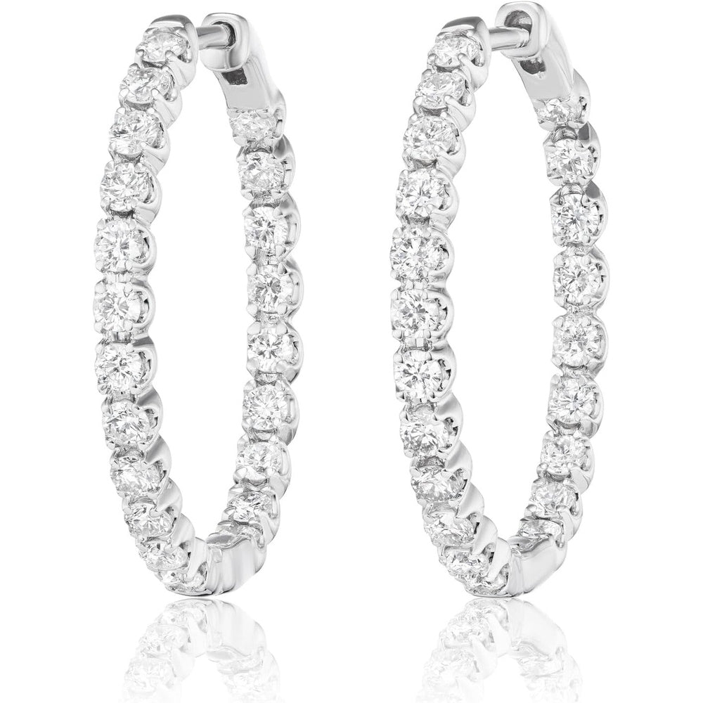 Lab Grown Diamond Inside Out Hoop Earrings for Women I 10k White Gold Earrings for Her I IGI Certified 1/2 to 1 Carat Diamonds (I - J, SI1 - SI2, cttw) Hinged Hoops - Future Jewelry