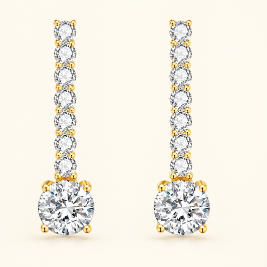 Lab Grown Diamond Long Drop Earrings in 18K Yellow Gold - Future Jewelry