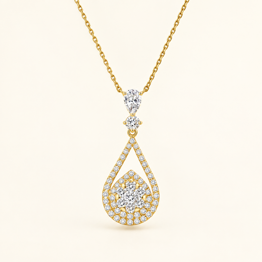 Lab Grown Diamond Pear Pendant Necklace in 18K Yellow Gold - Future Jewelry