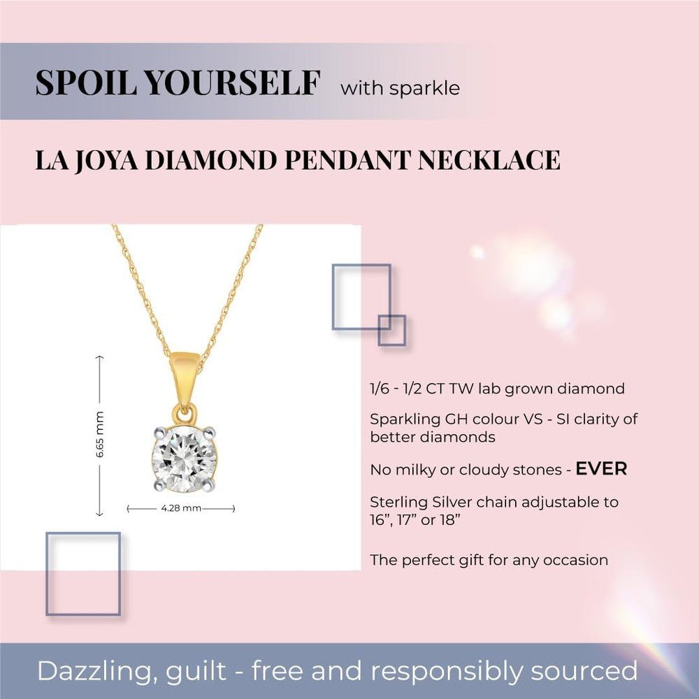 Lab Grown Diamond Solitaire Necklace for Women | 1/6 - 1/3 CT. TW. Certified GH VS/SI Diamond Pendant Necklace - Future Jewelry