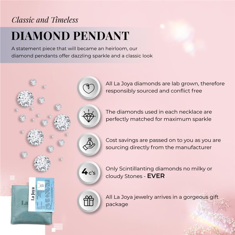 Lab Grown Diamond Solitaire Necklace for Women | 1/6 - 1/3 CT. TW. Certified GH VS/SI Diamond Pendant Necklace - Future Jewelry