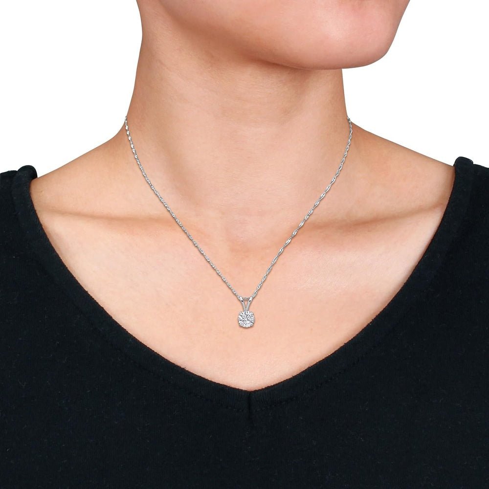 Lab - Grown Diamond Solitaire Pendant - With Unique laser engraved Diamond ID, VVS2 Clarity - D Color , 1/2 to 3 CT - Future Jewelry