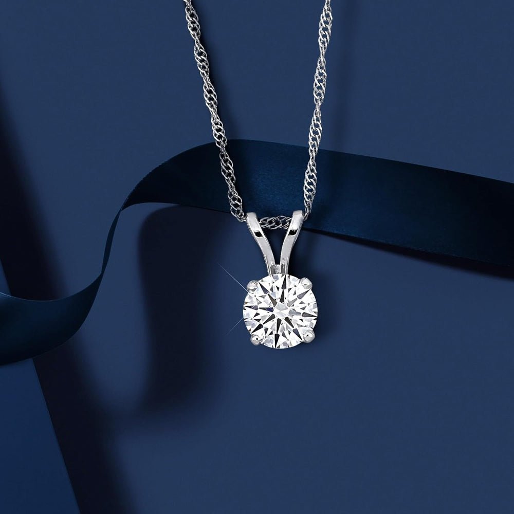 Lab - Grown Diamond Solitaire Pendant - With Unique laser engraved Diamond ID, VVS2 Clarity - D Color , 1/2 to 3 CT - Future Jewelry