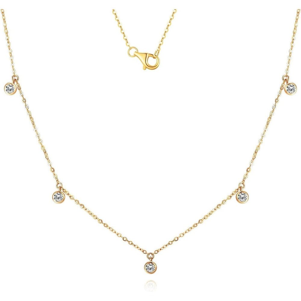 Lab Grown Diamond Solitaire Station Necklace in 14K Gold - Future Jewelry