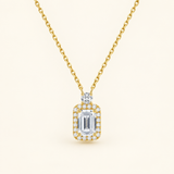 Lab Grown Diamond Square Pendant Necklace, 18K Gold