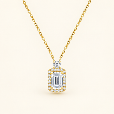 Lab Grown Diamond Square Pendant Necklace, 18K Gold
