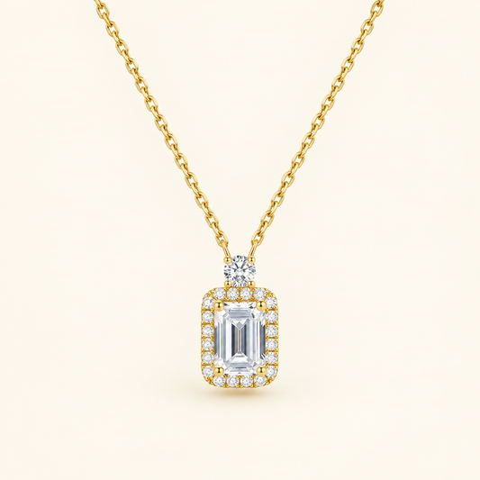 Lab Grown Diamond Square Pendant Necklace in 18K Yellow Gold - Future Jewelry