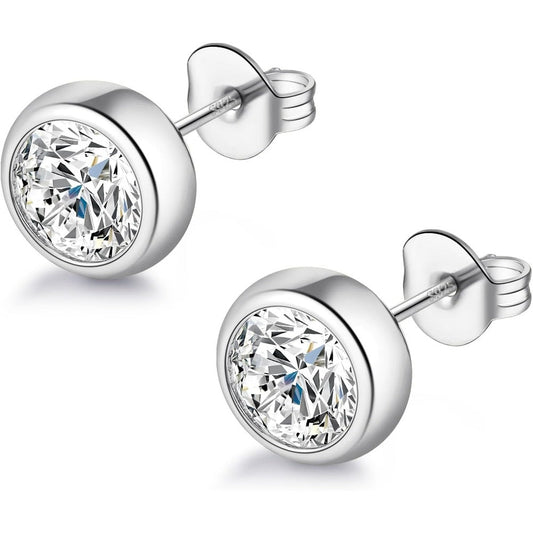 Lab Grown Diamond Stud Earrings, 1 - 2 Carat D Color VVS1 Clarity, Hypoallergenic 925 Sterling Silver with 18K Gold Plating - Future Jewelry