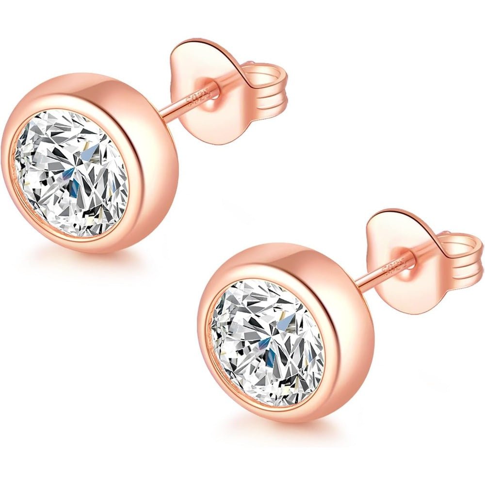 Lab Grown Diamond Stud Earrings, 1 - 2 Carat D Color VVS1 Clarity, Hypoallergenic 925 Sterling Silver with 18K Gold Plating - Future Jewelry