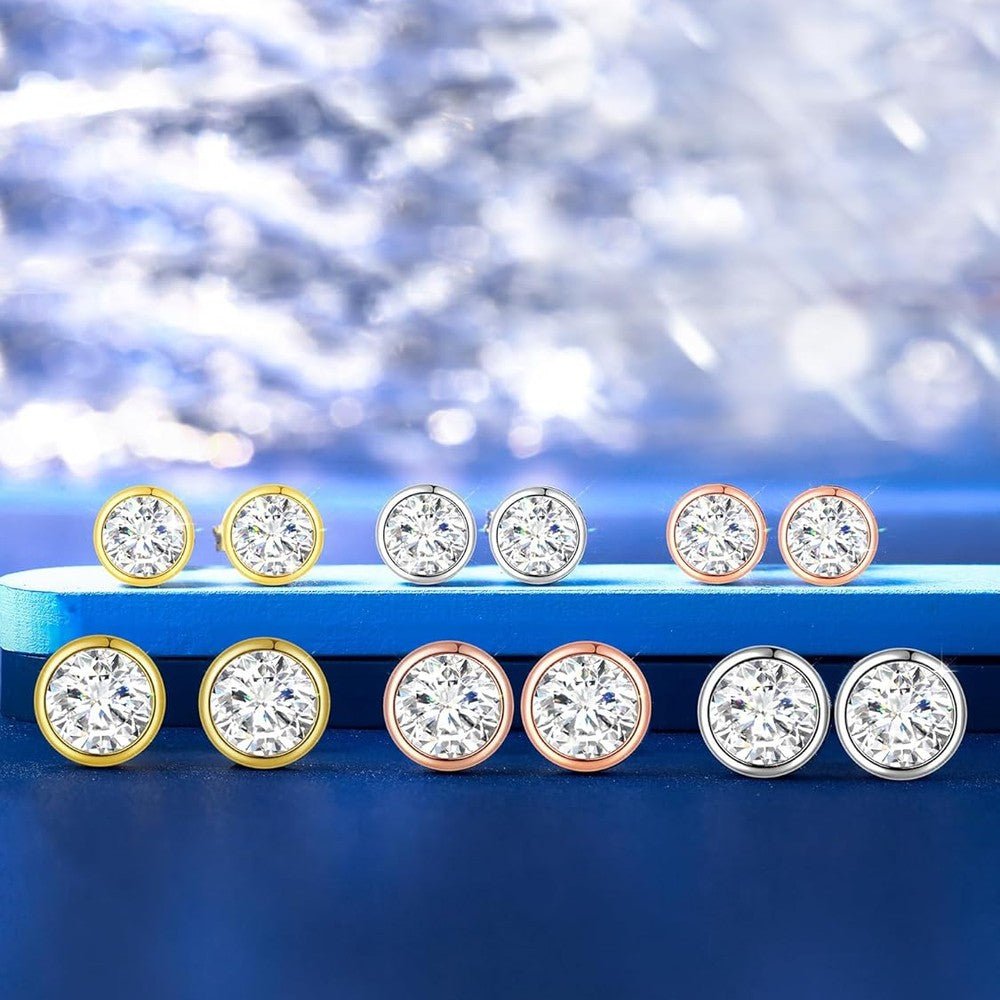 Lab Grown Diamond Stud Earrings, 1 - 2 Carat D Color VVS1 Clarity, Hypoallergenic 925 Sterling Silver with 18K Gold Plating - Future Jewelry