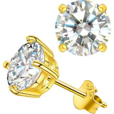 0.5 to 2 Carat Round Lab Grown Diamond Stud Earrings, 14K Gold
