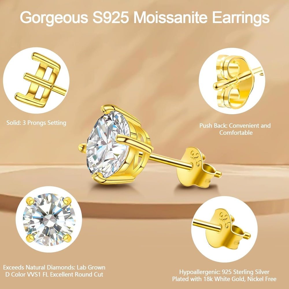 Lab Grown Diamond Stud Earrings for Women in Gold or Silver - Future Jewelry