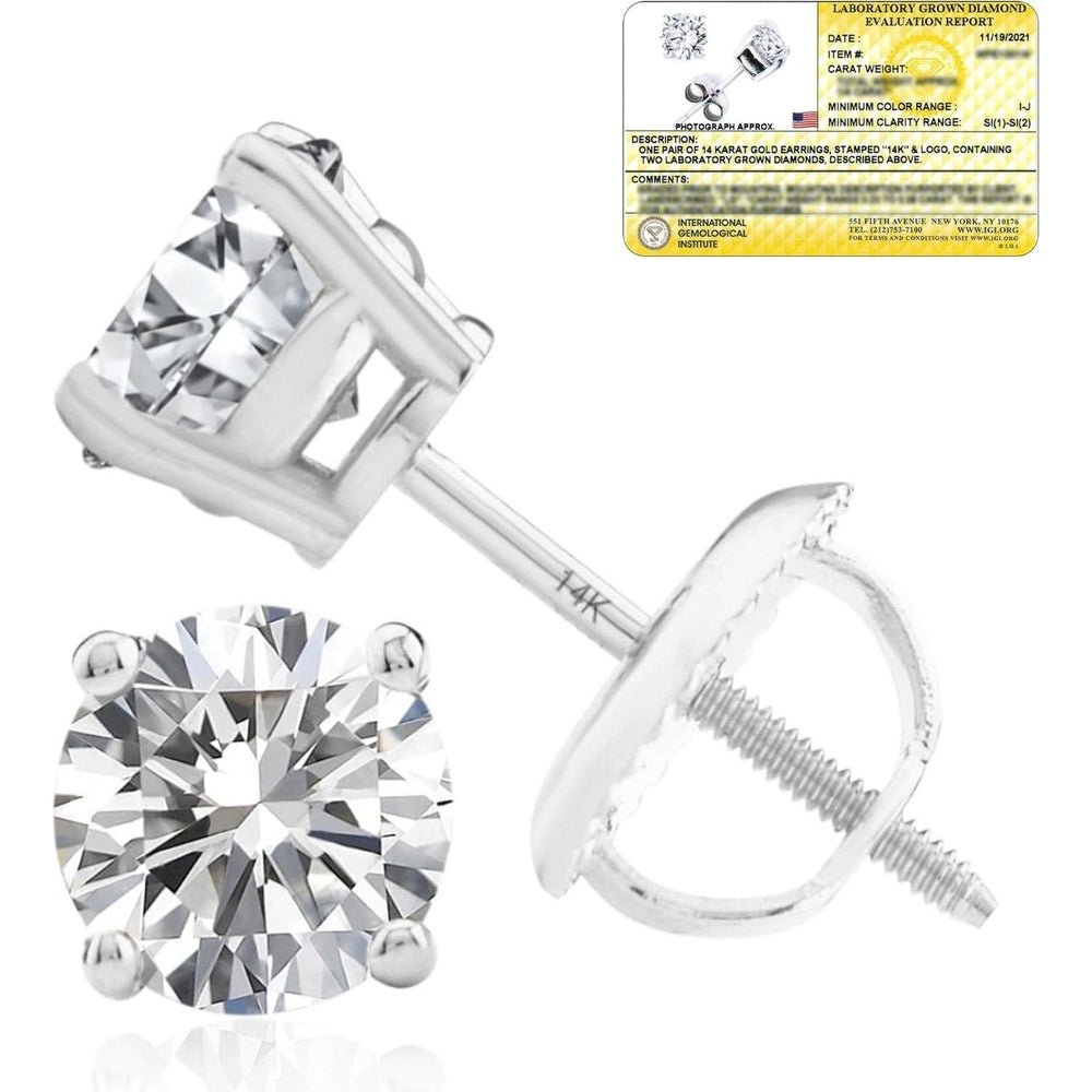 Lab Grown Diamond Stud Earrings IGI Certified 14K Gold - Future Jewelry