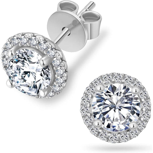 Lab Grown Diamond Stud Earrings in 14k White Gold Sterling Silver - Future Jewelry