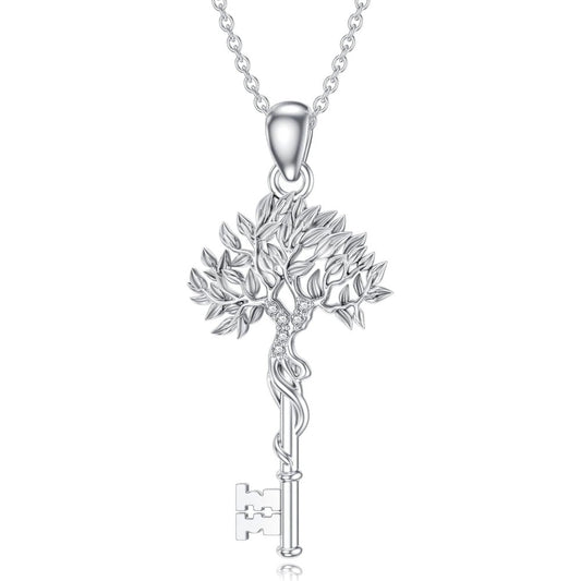 Lab Grown Diamond Tree of Life Pendant Necklace in Silver - Future Jewelry