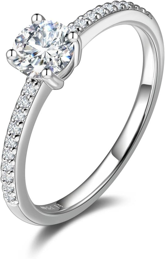 2 - 4 Carat Lab Grown Diamond Solitaire Engagement Ring in 14K White Gold – Front View

