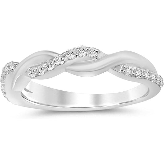 Lab Grown Twisted Vine Wedding Band in 10K White Gold - Future Jewelry
