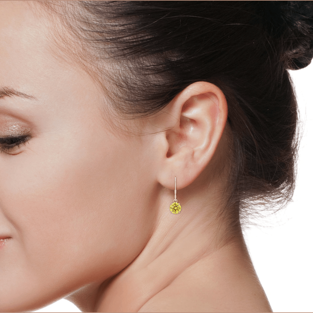 Lab Grown Yellow Diamond Earrings in 14K White Gold - Future Jewelry