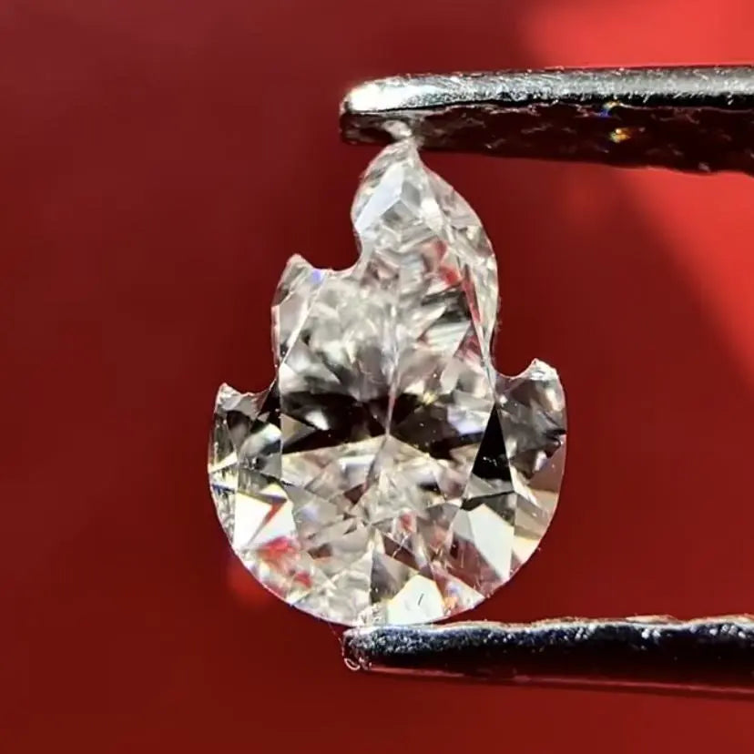 Laser-Cut Custom Fancy Shape Lab Grown Diamond, scale view - Future Jewelry
