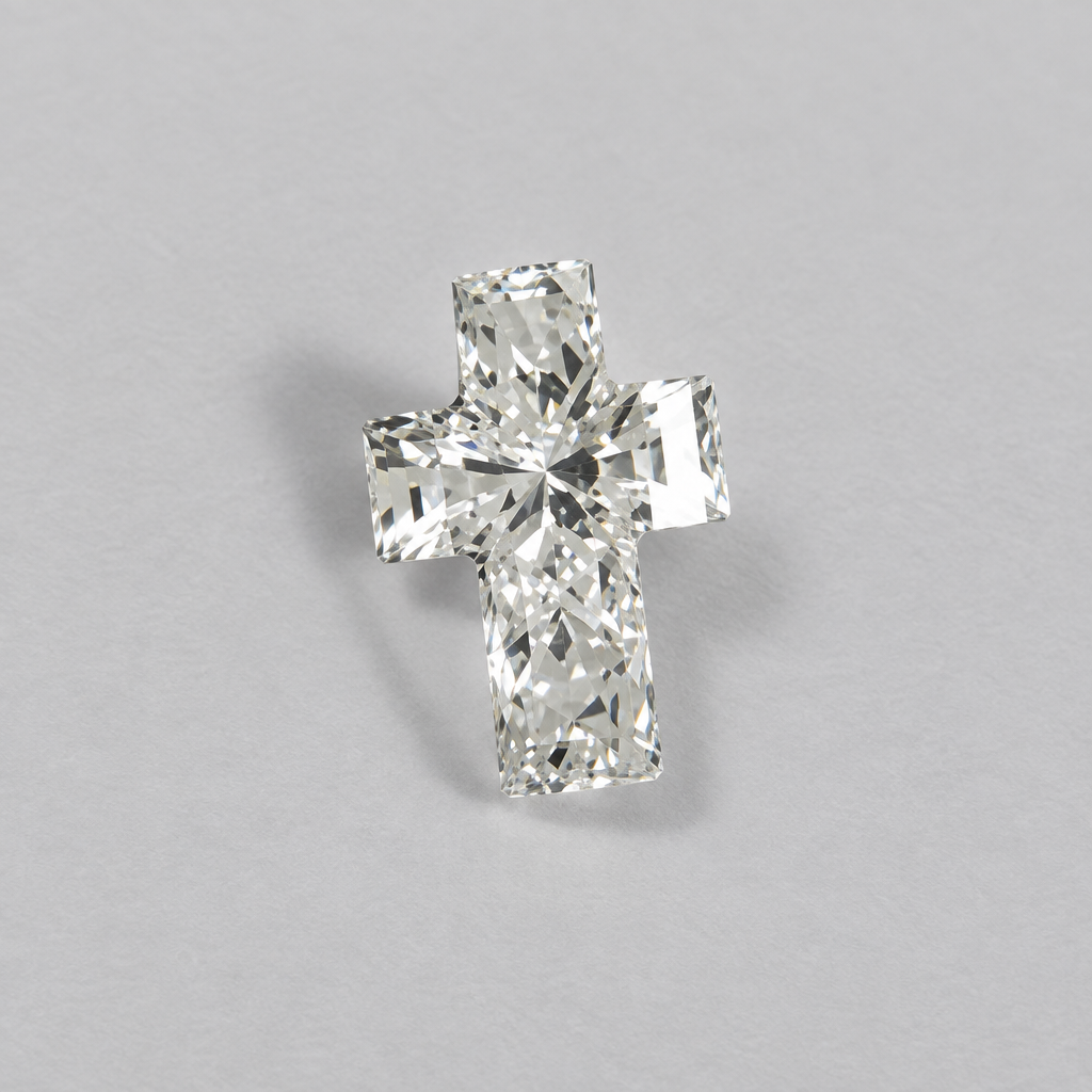 Laser-Cut Custom Lab Grown Diamond in Cross Shape - Future Jewelry