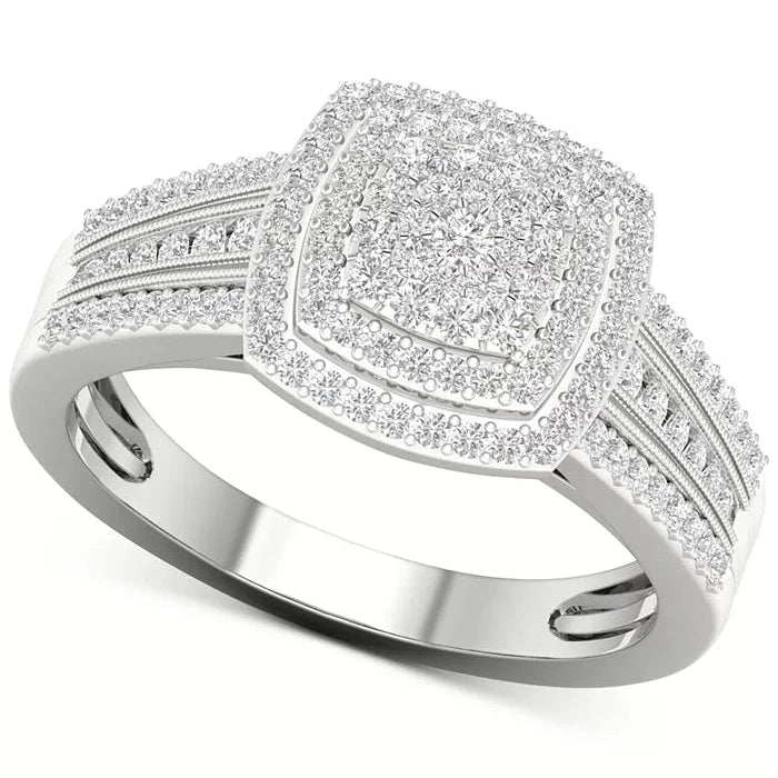 Macy's Diamond Cluster Ring in Sterling Silver - Future Jewelry