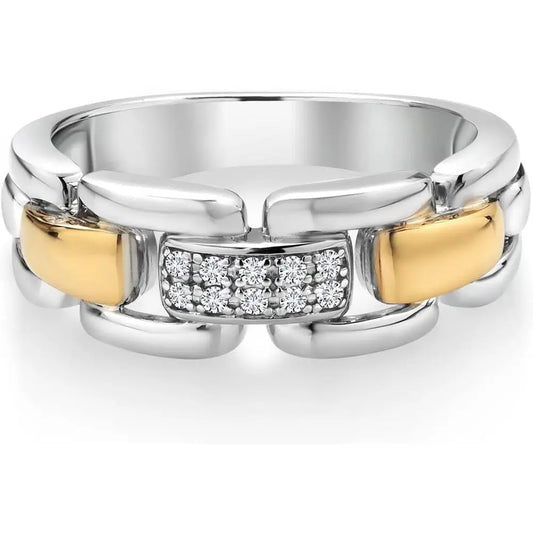 Men's Lab Grown Diamond Wedding Band in Two-Tone 14K White and Yellow Gold - Future Jewelry