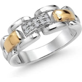 Men's Lab Grown Diamond Wedding Band, 14K White and Yellow Gold