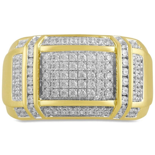 Men's Macy's Diamond Cluster Ring in 18k Yellow Gold - Plated Sterling - Future Jewelry
