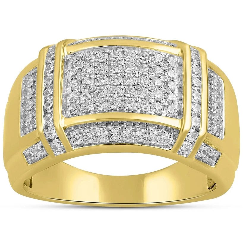 Men's Macy's Diamond Cluster Ring in 18k Yellow Gold - Plated Sterling - Future Jewelry