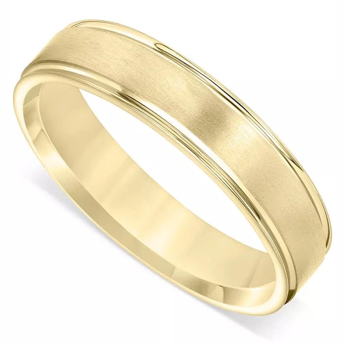 Men’s Satin Finish Beveled Edge Band in 14K Solid Gold – Inspired by Macy’s - Future Jewelry