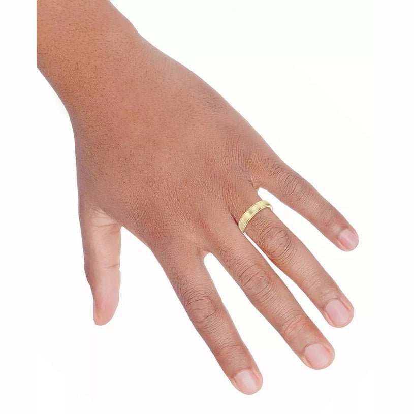 Men’s Satin Finish Beveled Edge Band in 14K Solid Gold – Inspired by Macy’s - Future Jewelry