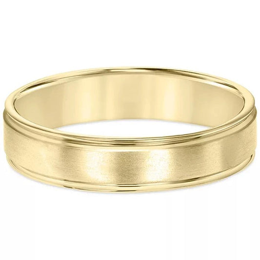 Men’s Satin Finish Beveled Edge Band in 14K Solid Gold – Inspired by Macy’s - Future Jewelry