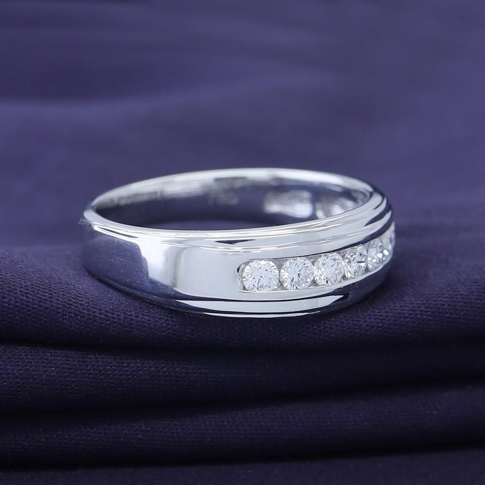 Men's Wedding Band Ring, 1/2 Carat Round Lab Grown Diamond Channel Set 7 - Stone Wedding Anniversary Band Ring - Future Jewelry