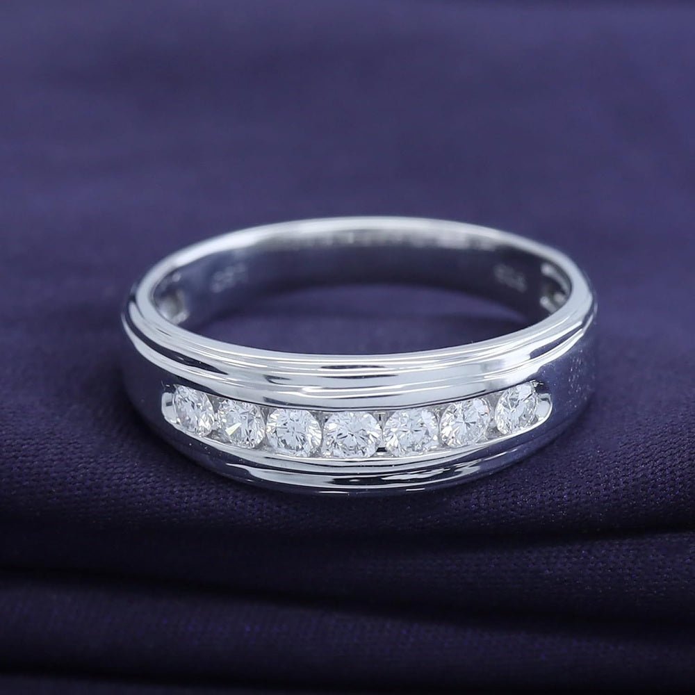 Men's Wedding Band Ring, 1/2 Carat Round Lab Grown Diamond Channel Set 7 - Stone Wedding Anniversary Band Ring - Future Jewelry