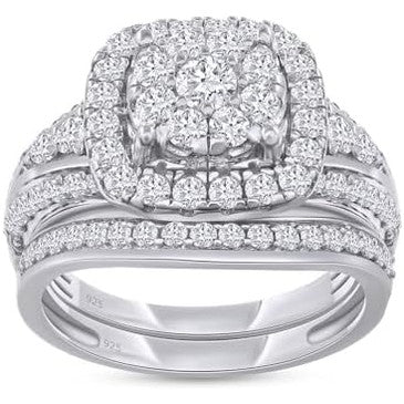 One and One - Quarter Carat Lab Diamond Halo Bridal Set - Future Jewelry