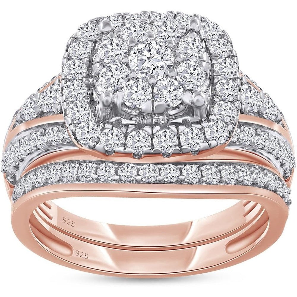 One and One - Quarter Carat Lab Diamond Halo Bridal Set - Future Jewelry
