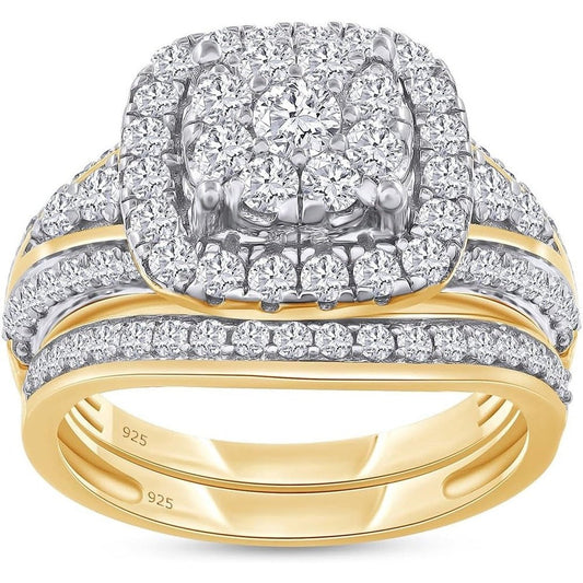 One and One - Quarter Carat Lab Diamond Halo Bridal Set - Future Jewelry