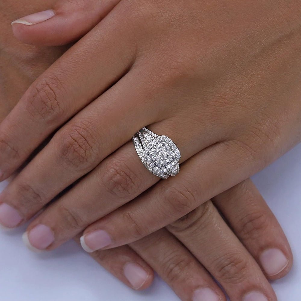 One and One - Quarter Carat Lab Diamond Halo Bridal Set - Future Jewelry