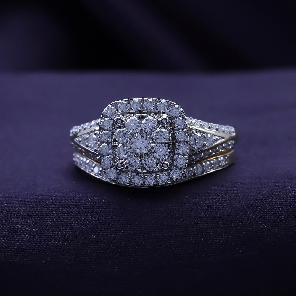 One and One - Quarter Carat Lab Diamond Halo Bridal Set - Future Jewelry