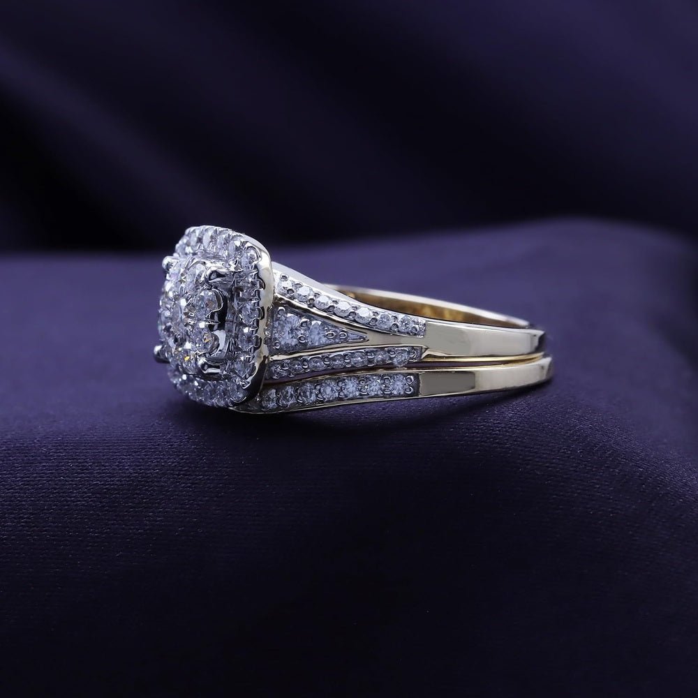 One and One - Quarter Carat Lab Diamond Halo Bridal Set - Future Jewelry